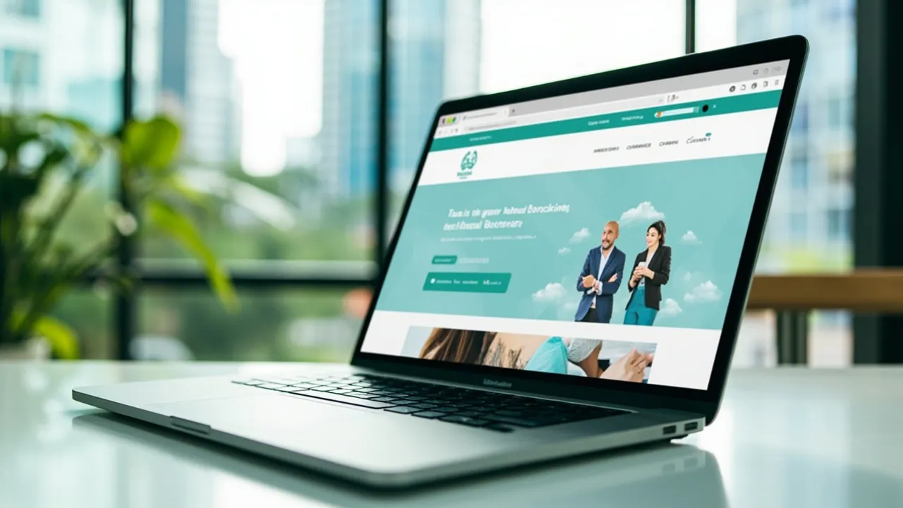 Symbol image: a Malaysian SME owner building a professional website on a laptop with AI guidance
